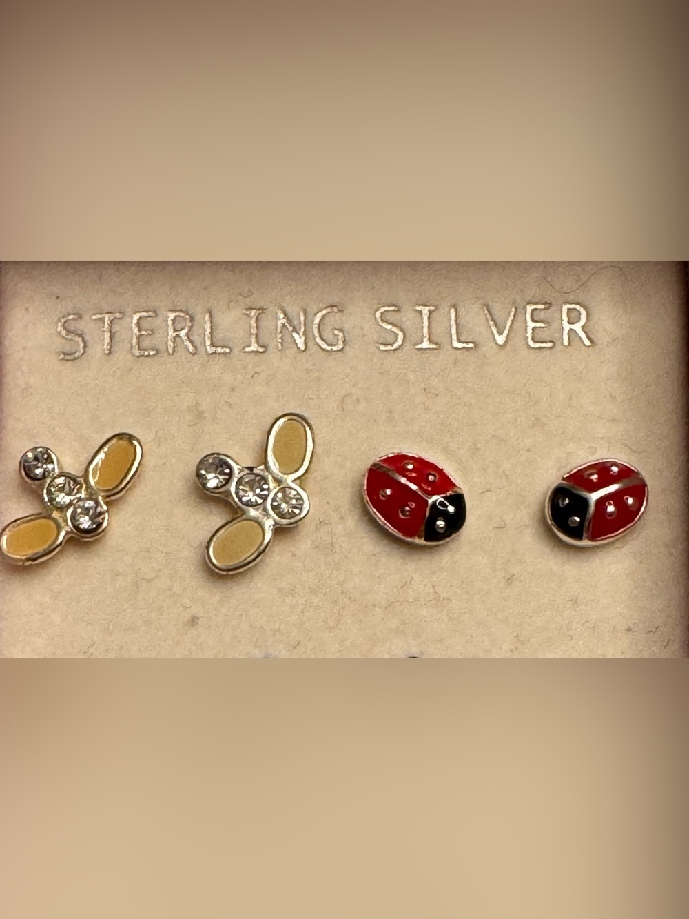 Kids Sterling Silver Ladybug Stud Earrings - Red 2 pair